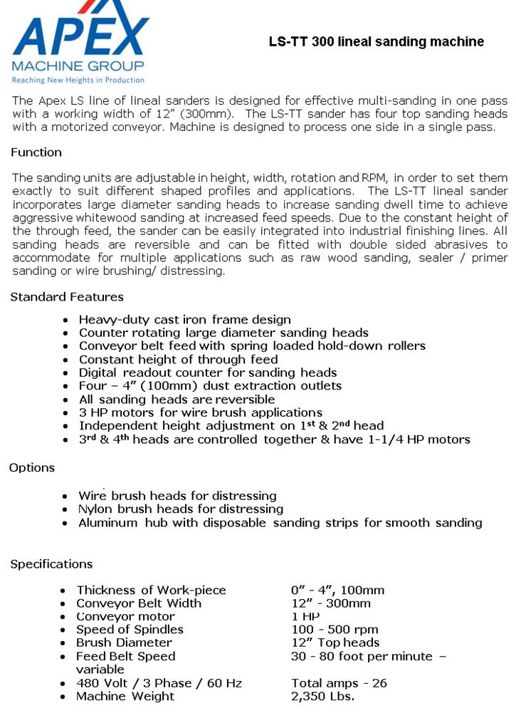Literature APEX MACHINE GROUP LSTT 300