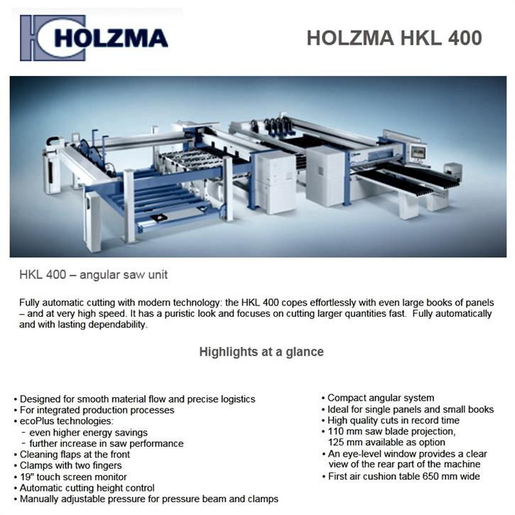 Literature HOLZMA HKL 400