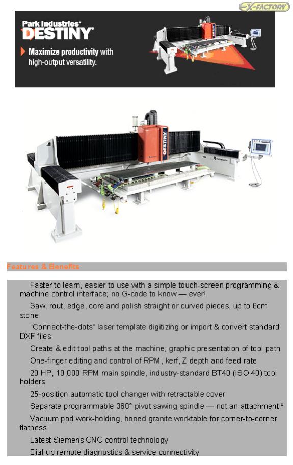 Literature for PARK INDUSTRIES DESTINY CNC WORK CENTER
